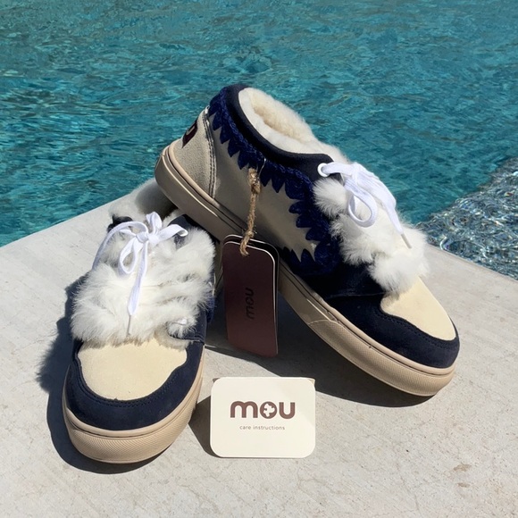 MOU - Eskimo Low Top Sneaker in Abyss & Vanilla Mix New In Box Size 40 - Picture 2 of 15